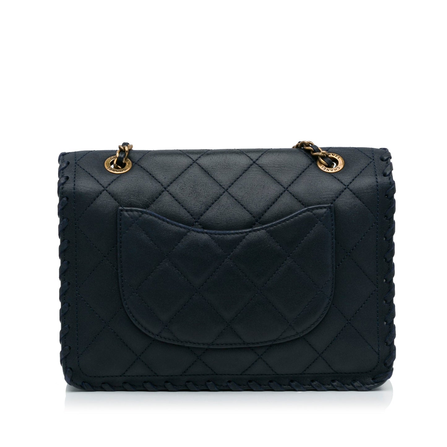 Chanel Happy Stitch Flap Bag Blue Calfskin Gold