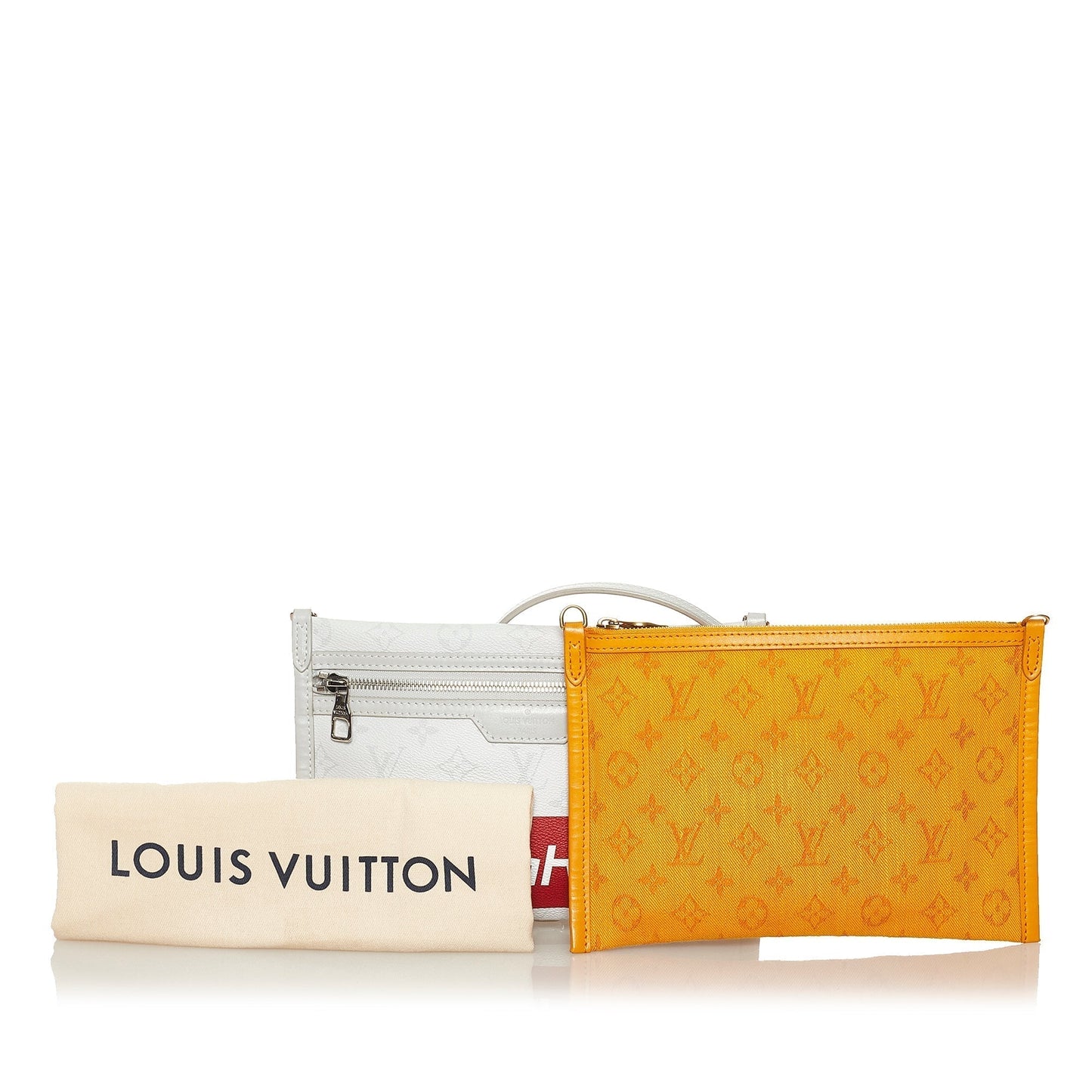 Louis Vuitton Double Flat Bag White Logo Story Monogram Canvas