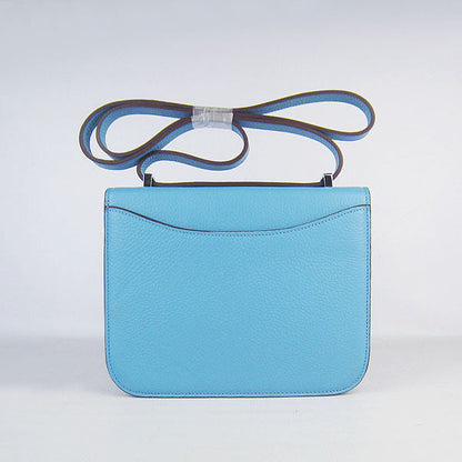 Hermes Constance Cowskin Leather Bag H017 light blue silver