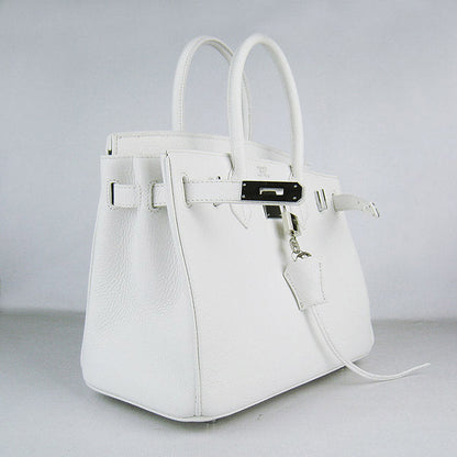 Hermes Birkin 30cm Togo Leather Handbags White Silver