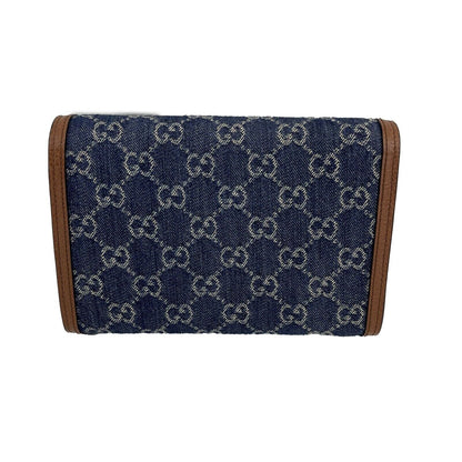 GUCCI - Dionysus GG Denim Shoulder Bag Collection - Blue Brown w/ Shoulder Chain