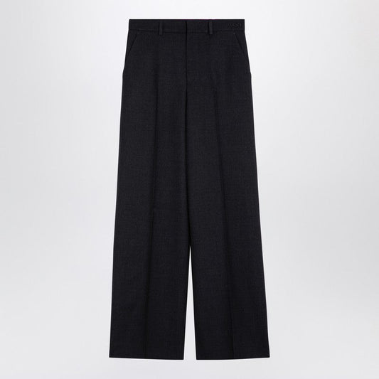 Gucci Dark Grey Wool Wide Trousers Women