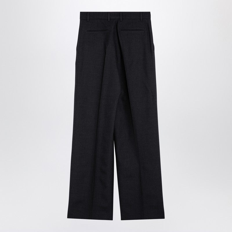 Gucci Dark Grey Wool Wide Trousers Women