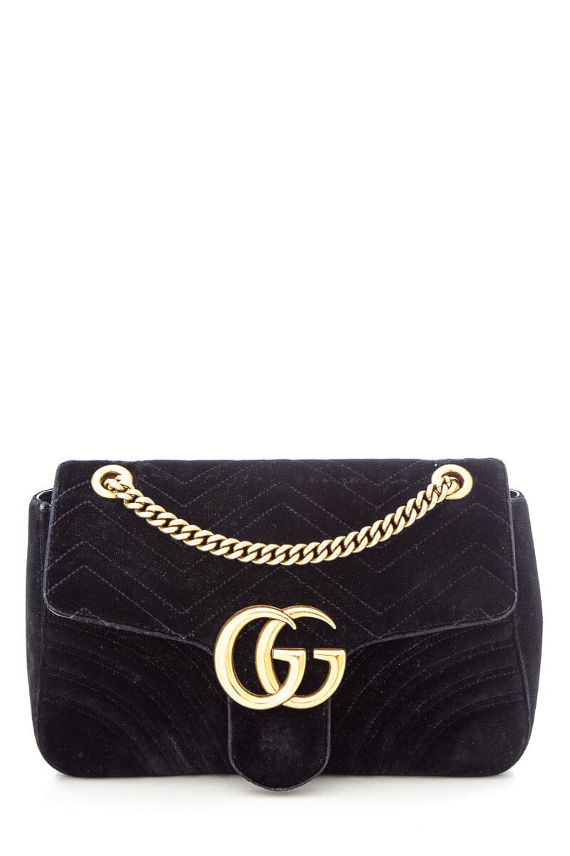 Gucci Black Velvet Marmont HandBag