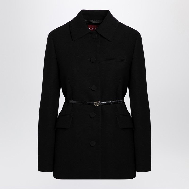 Gucci Black Belted Wool Jacket Women