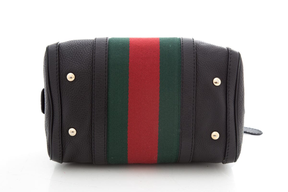 Gucci Black Leather Mini Bowler HandBag