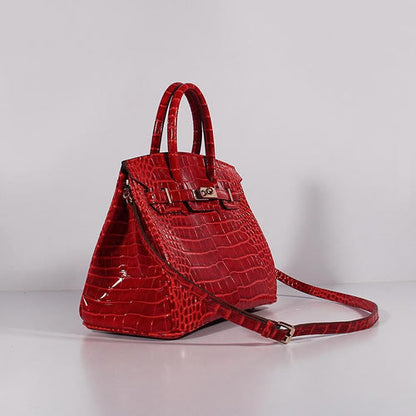 Hermes Birkin 30cm Crocodile Leather Bag With Strap Red Gold