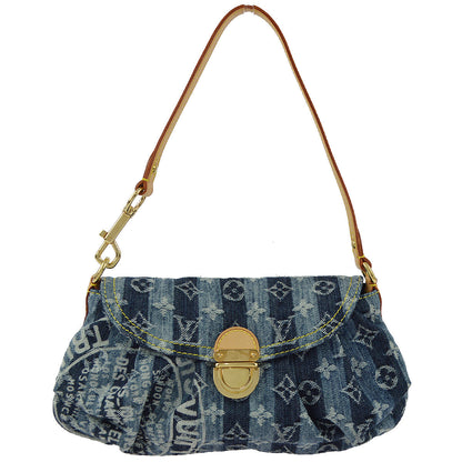 Louis Vuitton 2006 Blue Monogram Denim Mini Pleaty Raye Handbag M95333