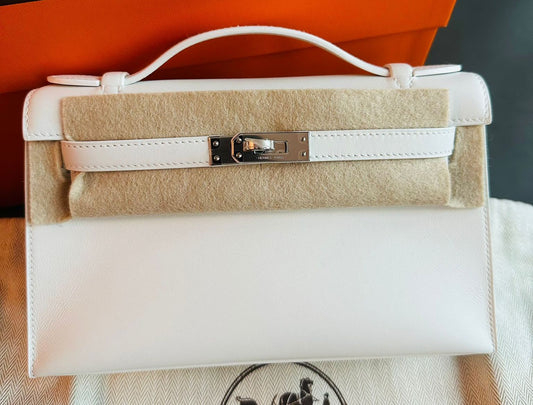 Hermes Kelly Pochette White Swift Palladium Hardware- Payment 2 JJ