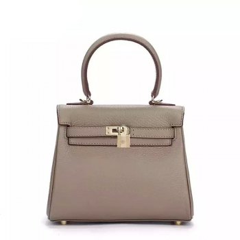 Hermes Kelly 25cm Togo Leather Bag Grey Gold