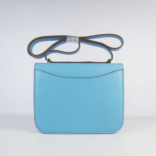 Hermes Constance Cowskin Leather Bag H017 light blue golden