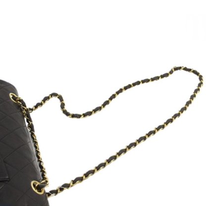 Chanel Black Leather Double flap shoulder Bag