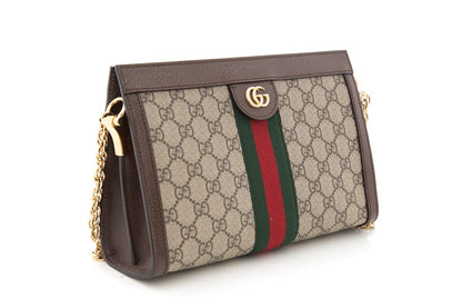 Gucci Brown Beige Small GG Supreme Ophidia HandBag