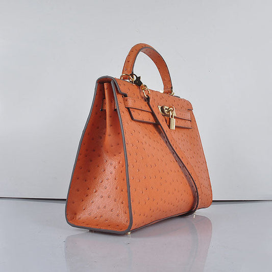 Hermes Kelly 32cm Ostrich Vein 6108 Orange Golden