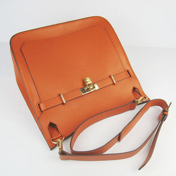 Hermes Leather Shoulder bag H6508 orange golden