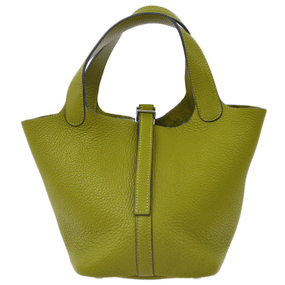 Hermes 2005 Green Taurillon Clemence Picotin PM Handbag