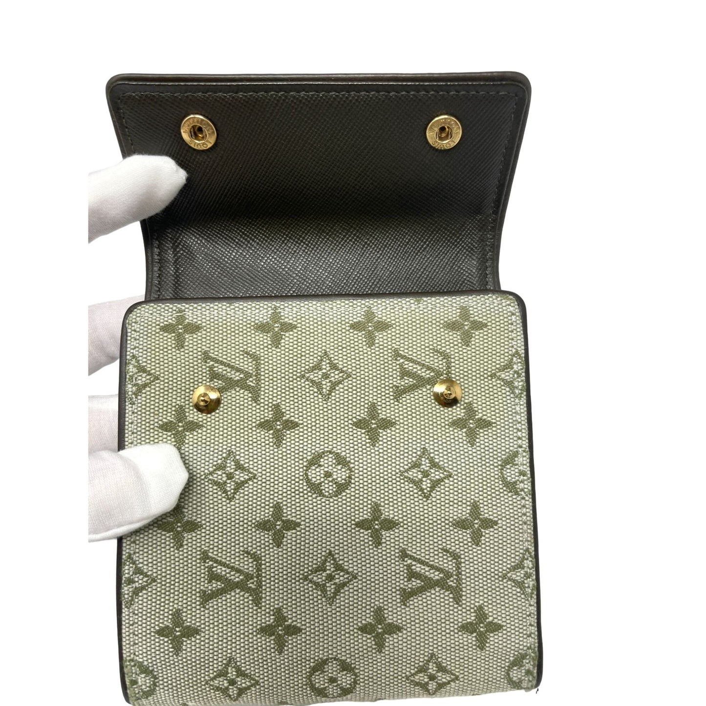 Louis Vuitton  Louis Vuitton  Monogram Mini Lin Pattern Porte-Billets Compact Wallet - Green