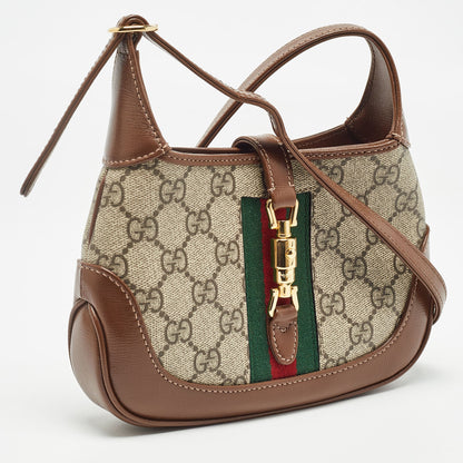 Gucci Beige/tan Gg Supreme Canvas And Leather Mini 1961 Jackie Shoulder Bag