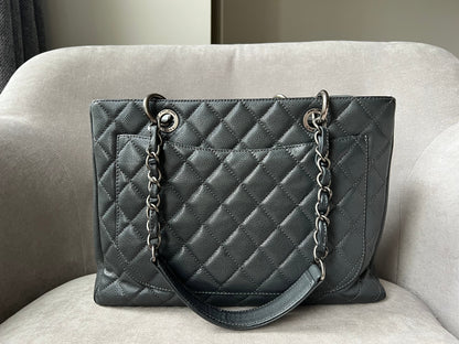 Chanel Grey Caviar Grand Shopper Tote (GST) Silver Hardware