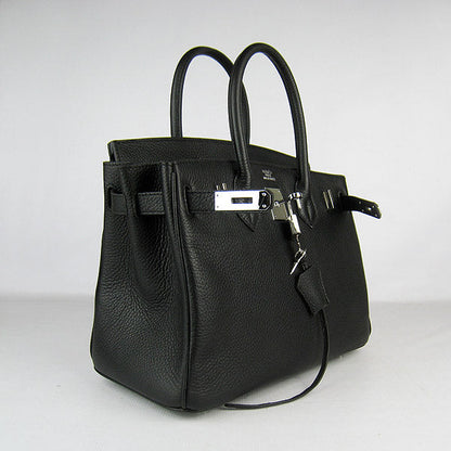 Hermes Birkin 30cm Togo Leather Handbags Black Silver