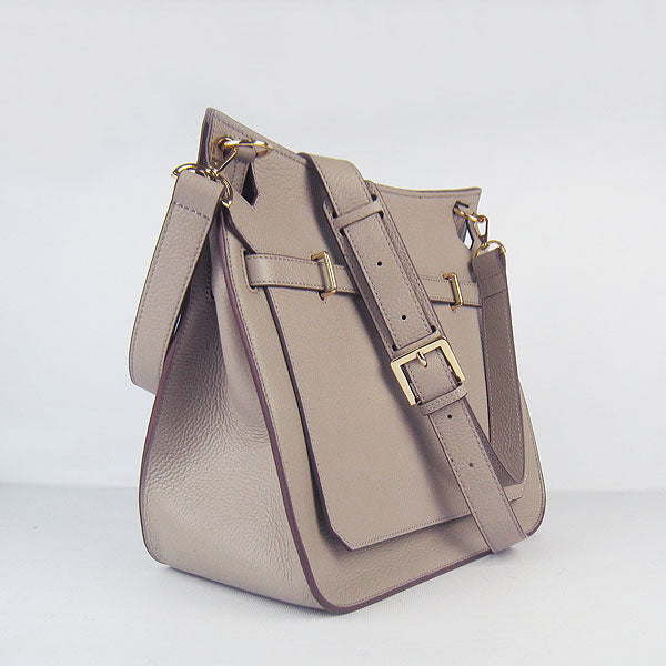 Hermes Leather Shoulder bag H6508 grey golden