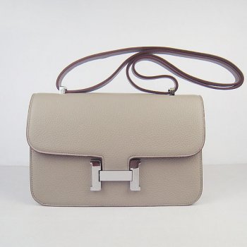 Hermes Constance 28cm Togo Leather Bag Grey Silver