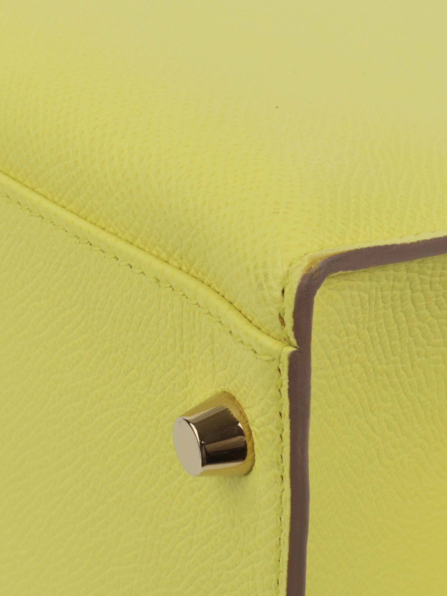 Hermes Kelly 32 Epsom Lime RHW Stamp Square Q.