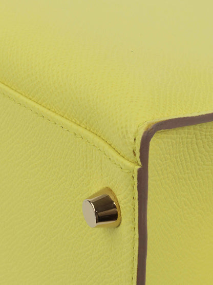 Hermes Kelly 32 Epsom Lime RHW Stamp Square Q.