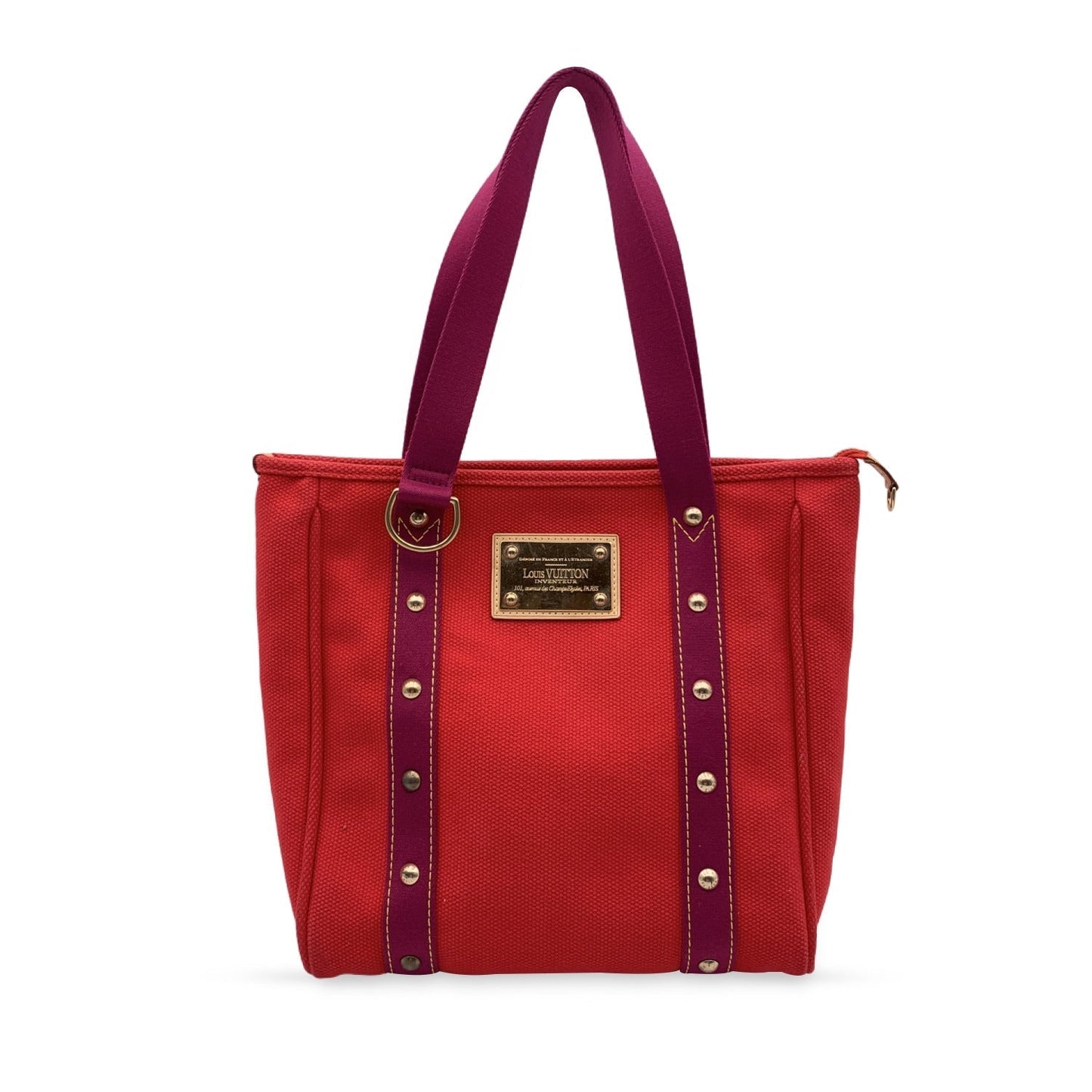 Louis Vuitton  Red Magenta Cabas Mm Antigua Tote Bag M40034 Handbag