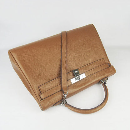 Hermes Kelly 35cm Togo Leather HandBag Light Coffee/Silver