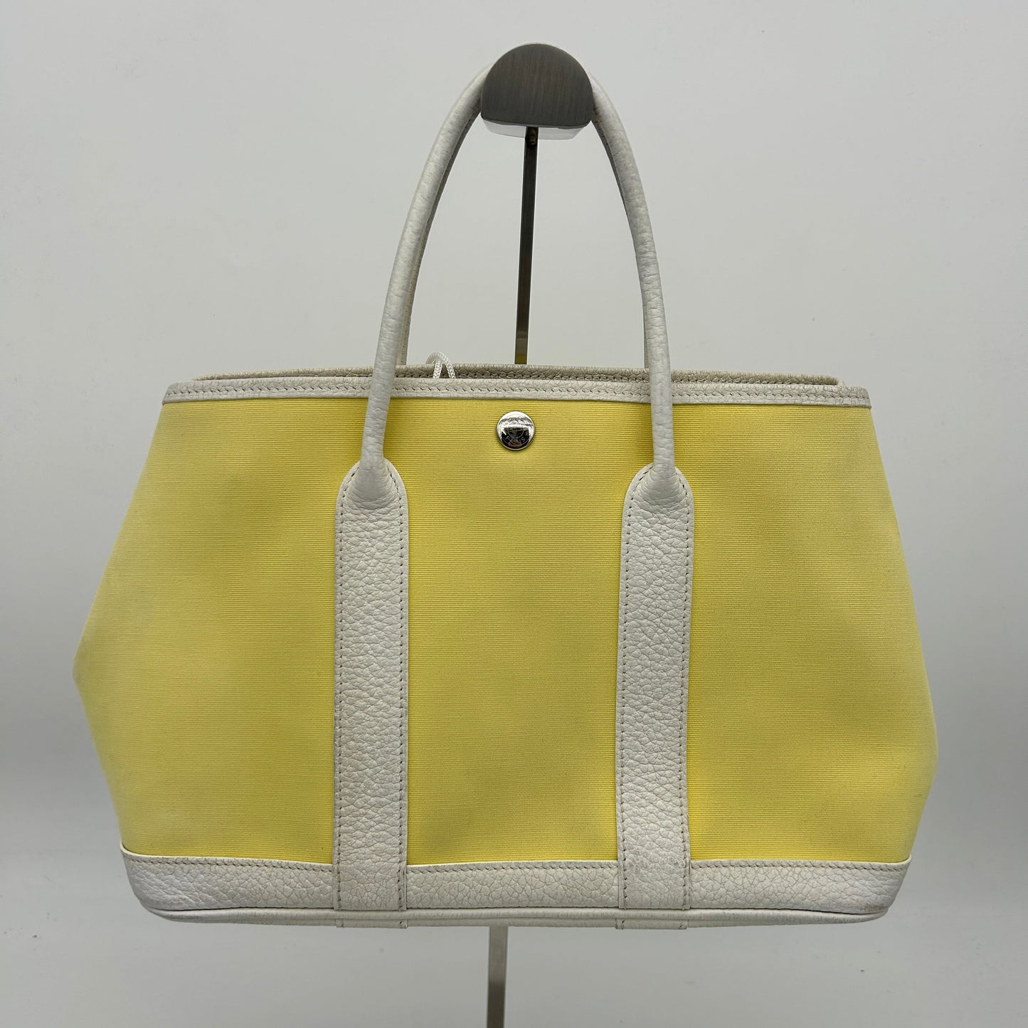 Hermes Garden Party Yellow Toile Leather Tote Medium