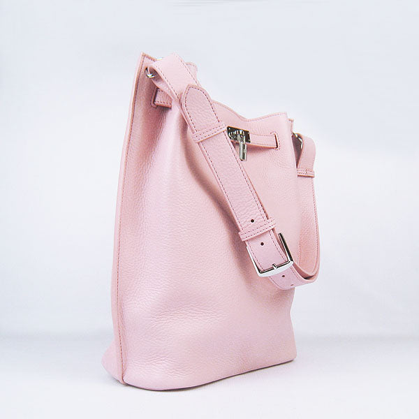 Hermes Nappa Leather Shoulder Bag H2804 pink Silver