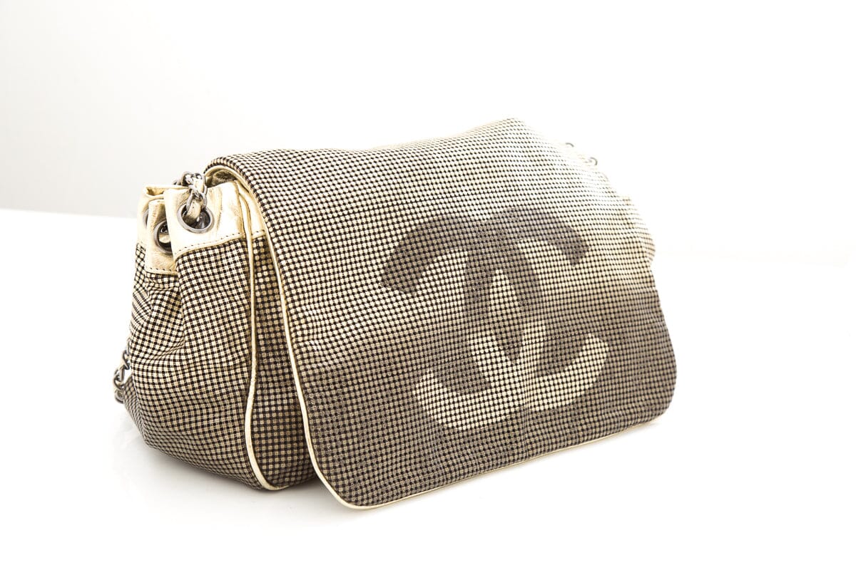 Chanel 2006/2008 COCO MARK Gold Perforated Lambskin HandBag