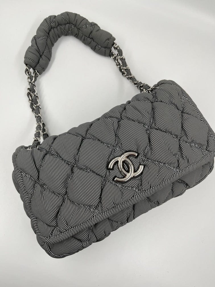 Chanel Striped Bubble Quilted Shoulder Bag