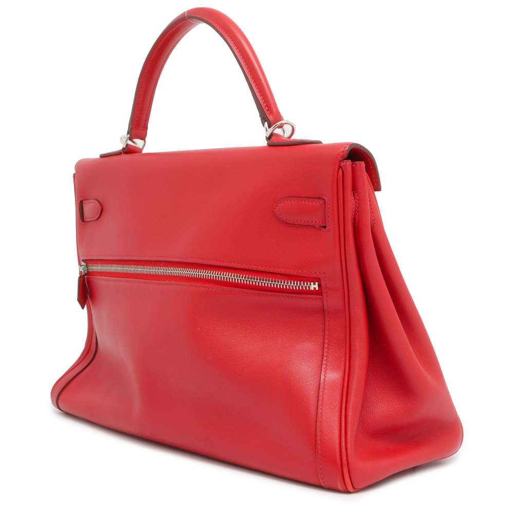 HERMES Kelly Lakis Vermilion Swift Leather Size 35