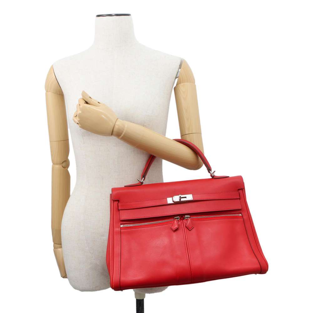 HERMES Kelly Lakis Vermilion Swift Leather Size 35