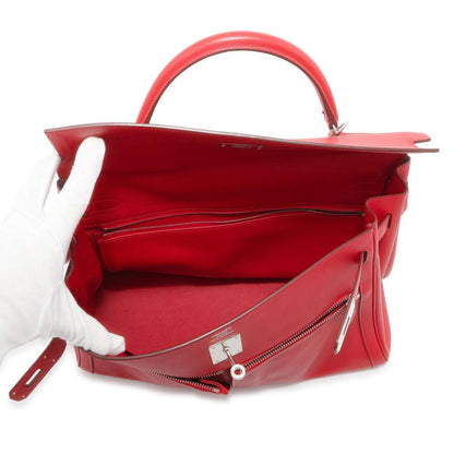 HERMES Kelly Lakis Vermilion Swift Leather Size 35