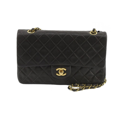 Chanel Black Leather Double flap shoulder Bag