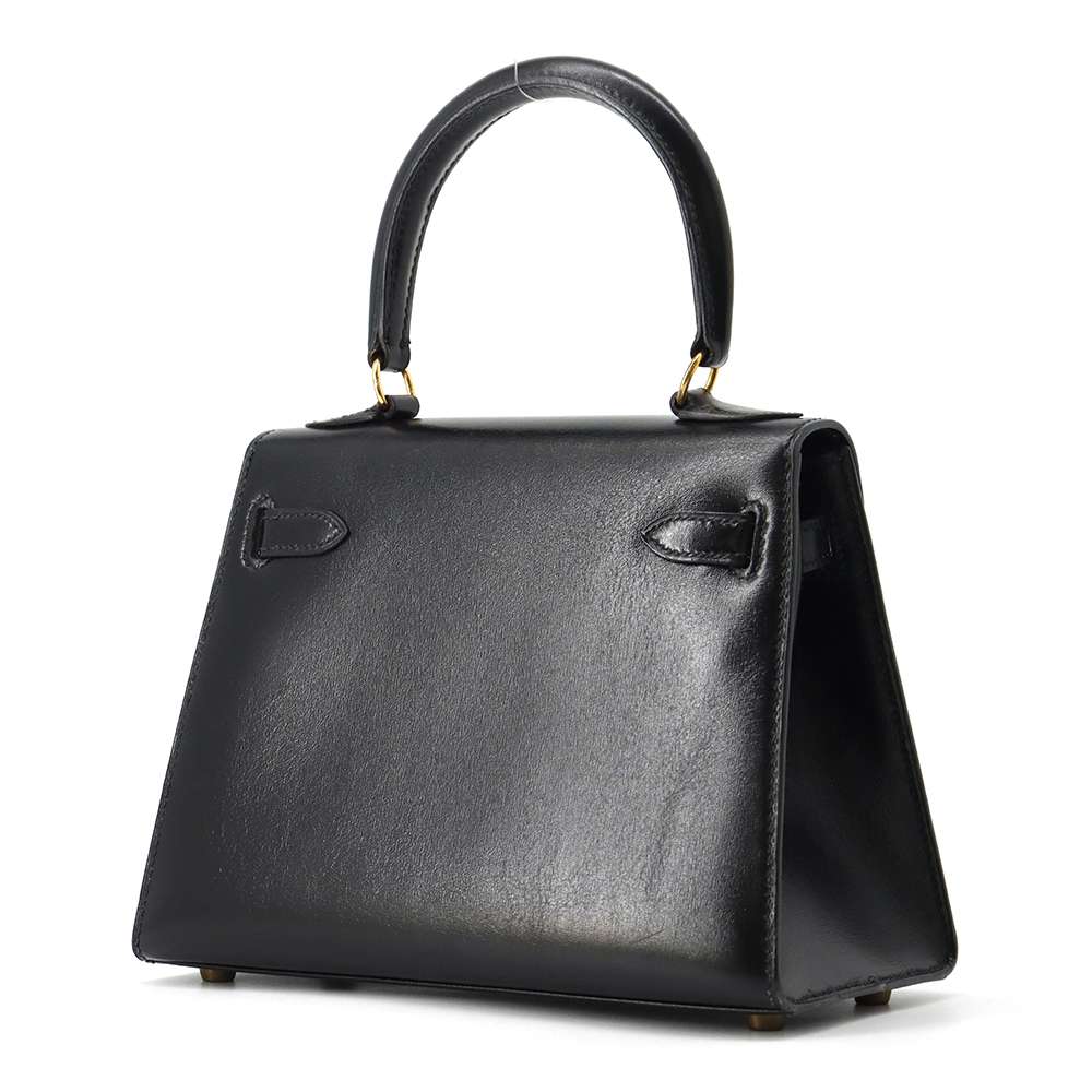 Hermes Mini Kelly Black Box Calf Leather Size 20