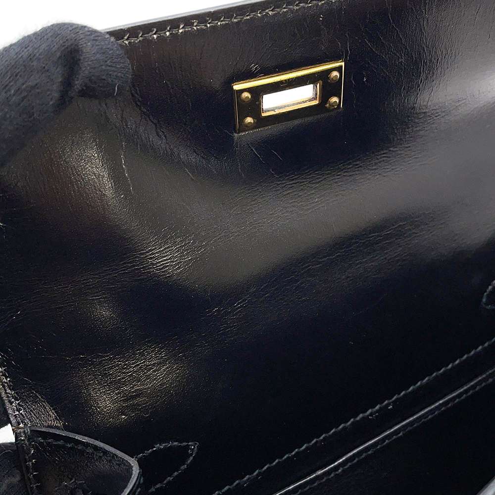 Hermes Mini Kelly Black Box Calf Leather Size 20