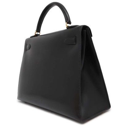 Hermes Kelly Black Box Calf Leather Size 32