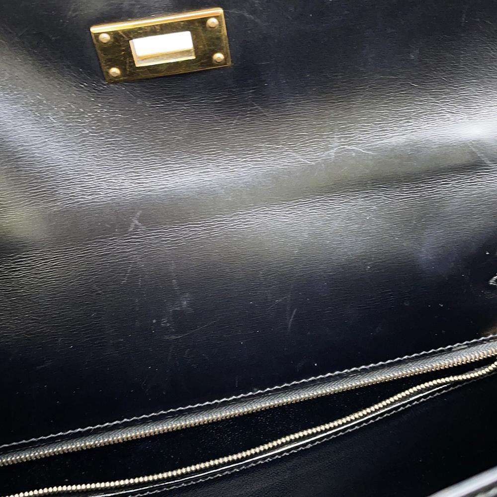 Hermes Kelly Black Box Calf Leather Size 32