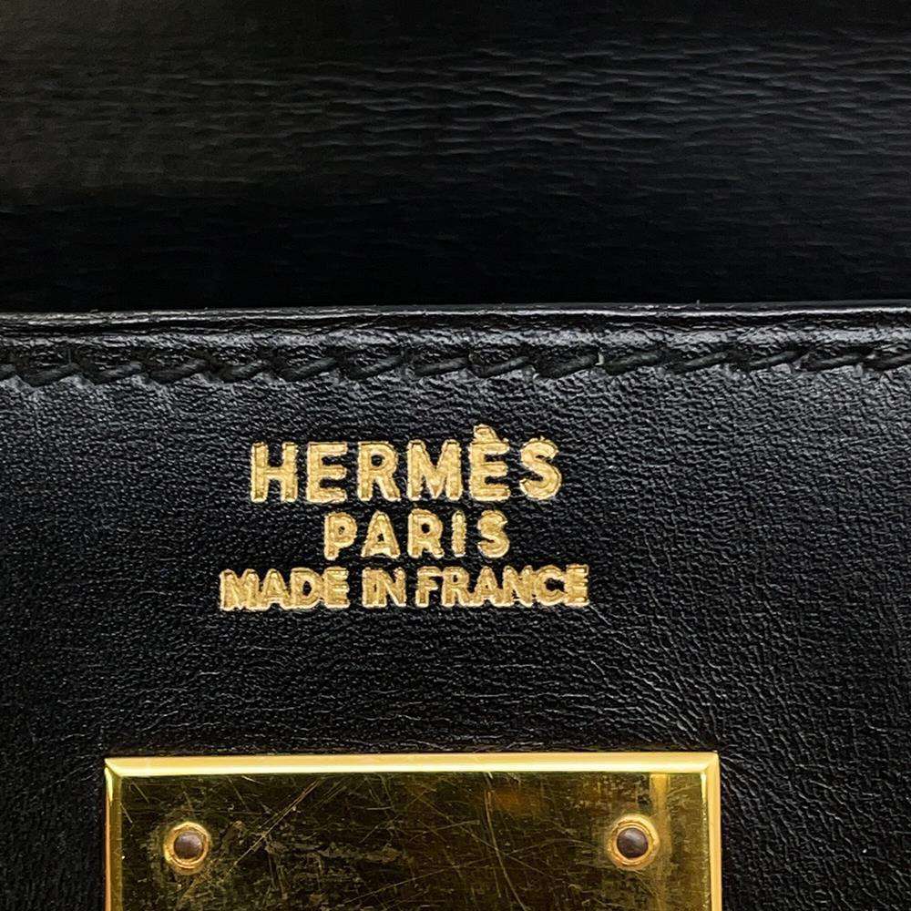 Hermes Kelly Black Box Calf Leather Size 32