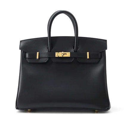 HERMES Birkin Black Tadelakt Leather Size 25