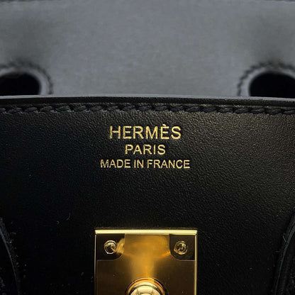 HERMES Birkin Black Tadelakt Leather Size 25