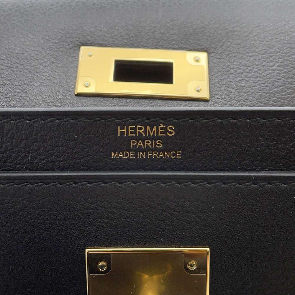 Hermes Kelly Depeche Black Evercolor Size 36