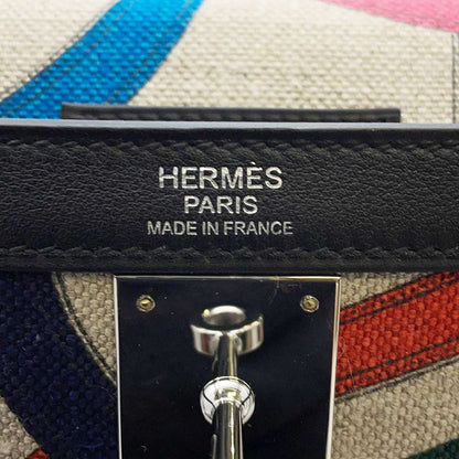 Hermes Kelly Cavalcadur Multicolor/Black Toile de Camp Swift Leather Size 32