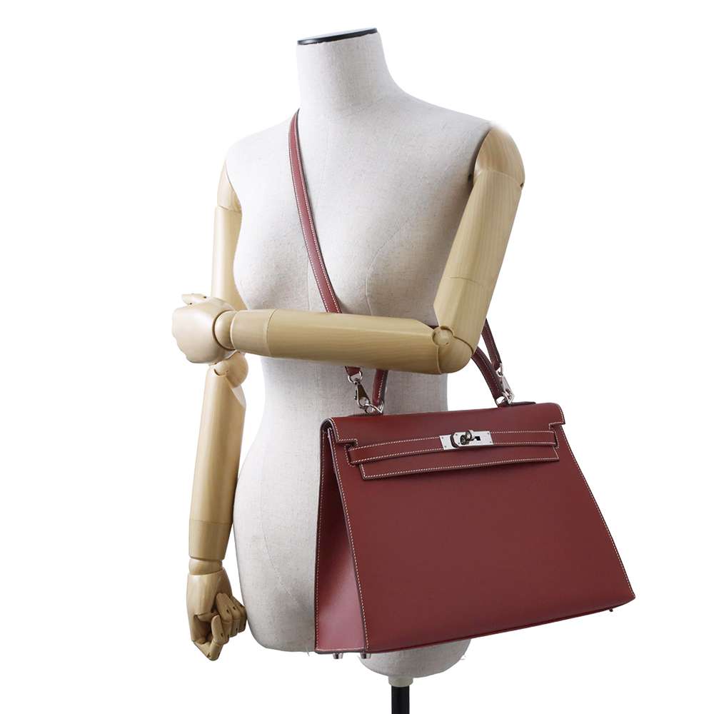 Hermes Kelly Sellier Rouge H Chamonix Leather Size 32