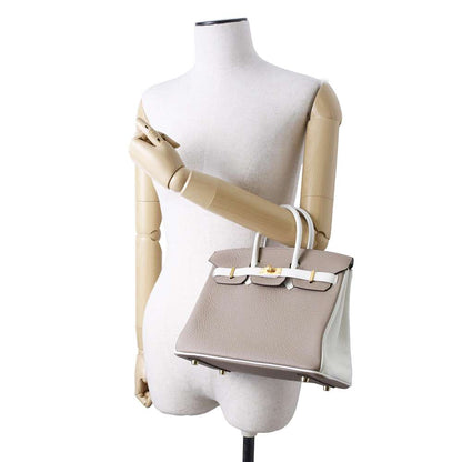 HERMES BirkinSPO Etoupe/White Taurillon Clemence