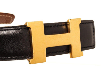 Hermes Black Leather H Belt